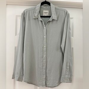 NWT Abercrombie & Fitch Boyfriend Linen Button Down Shirt Sage Green sz Medium